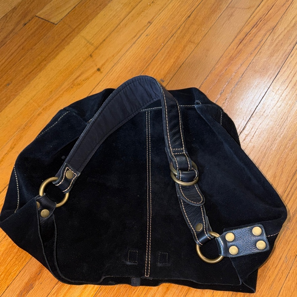 Lucky Brand 100%letter piel de bovino  Black Suede Shoulder Bag
